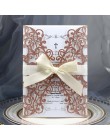 50 Uds. Oro azul papel plateado brillante corte láser Tarjeta de invitaciones de boda personalizada imprimible con decoración de