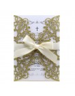 50 Uds. Oro azul papel plateado brillante corte láser Tarjeta de invitaciones de boda personalizada imprimible con decoración de