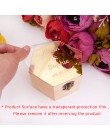 Caja con forma de hexágono con cubierta espejada personalizada nombre fiesta regalo cajas de madera boda caramelo titular decora