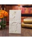 1 Uds. Muestra de oro blanco cortado con láser Tarjeta de invitaciones de boda personalizada imprimible con decoración de la bod