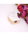 Caja con forma de hexágono con cubierta espejada personalizada nombre fiesta regalo cajas de madera boda caramelo titular decora