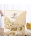 1 Uds. Muestra de oro blanco cortado con láser Tarjeta de invitaciones de boda personalizada imprimible con decoración de la bod