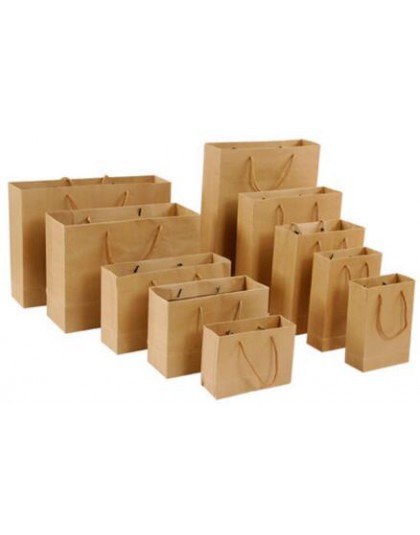 10 Uds. Bolsa de papel de regalo bolsa de compra de ropa de regalo personalizada bolsa de papel Kraft Logo de impresión en punto