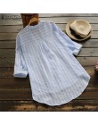 ZANZEA Plus tamaño Blusa de las mujeres de verano de 2019 mujer rayas Tops Casual camisas damas elegante Blusas V cuello Blusa f