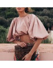 TWOTWINSTYLE espalda descubierta camisa corta femenina Slash cuello linterna manga gran tamaño Crop Top blusa 2019 verano moda r