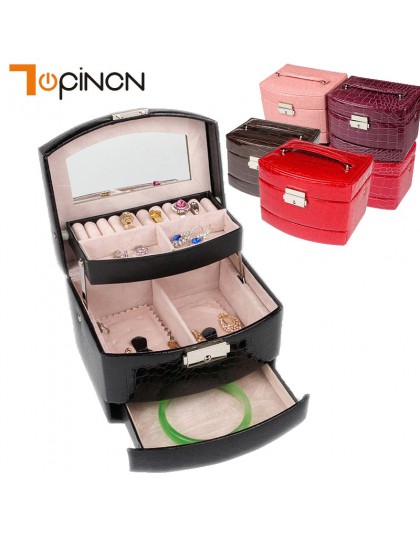 3 capas cajas de joyería y embalaje de cuero organizador de maquillaje caja de almacenamiento contenedor caja de regalo caja de 