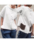 Camisetas de verano de talla grande de Celmia 2019 Blusas de lino Vintage de mujer botones camisas de manga corta de retazos Cas