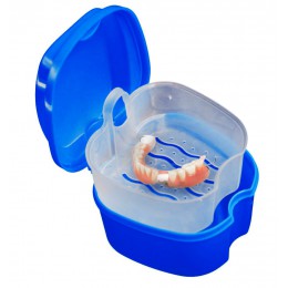 Dentadura de baño caja de Limpieza de dientes caja de almacenamiento de dientes postizos dentales con contenedor de red colgante
