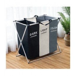 Cesta de lavandería sucia plegable en forma de X organizador impreso plegable tres cuadrículas para el hogar cesta de lavandería