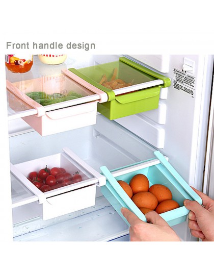 Cocina nevera congelador tipo cajón deslizante ahorro de espacio organizador estante soporte de cajas de almacenamiento caja de 