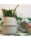 2019 plegable hecho a mano cesta para almacenar hierbas marinas mimbre paja del vientre jardín maceta de flores patrón de onda p