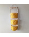 Patrón de flamenco algodón Lino colgante bolsa de almacenamiento 3 bolsillos montado en la pared bolsa para colgar en el armario
