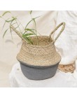 Canastos de almacenaje de bambú hechos a mano plegable paja de lavandería Patchwork mimbre de ratán vientre jardín flor maceta c