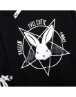 Focal20 Harajuku pentagrama estampado de encaje para mujer sudaderas con capucha gótico Punk de gran tamaño de terciopelo Sudade