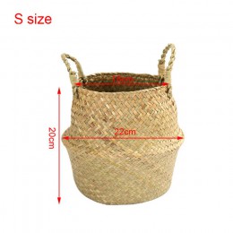 Cesta de almacenamiento de bambú hecha a mano plegable Clthoes cesta de la colada mimbre ratán vientre jardín maceta cesta para 