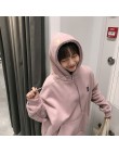 Sudadera con capucha bordada Luna gato Rosa sudaderas mujer Kawaii estilo coreano