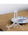 12 unids/set caballetes de plástico transparente soporte de plato estante de exhibición Marco de Foto Libro Pedestal soporte de 