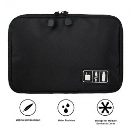 Portátil de viaje cremallera Cable USB organizador de bolso de Nylon negro cargador de teléfono caso para accesorios electrónico