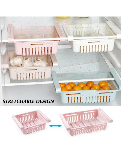 Organizador para refrigerador ajustable elástico cesta de cajones extraíbles para refrigerador