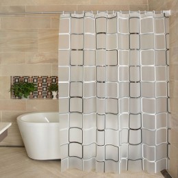 Cortina de ducha de poliéster resistente al agua cortina de PEVA de moho translúcida para baño Cortina de ducha con 12 ganchos d