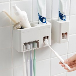 Dispensador automático de pasta de dientes conjunto familiar montado en la Pared Soporte de cepillo de dientes estante exprimido