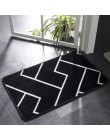 Alfombra de baño Honlaker blanco y negro patrón geométrico clásico súper suave tapete para la puerta del baño alfombra antidesli