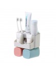 ONEUP dispensador automático de pasta de dientes a prueba de polvo soporte de cepillo de dientes con tazas sin uñas soporte de p