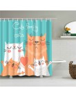 Cortina de ducha de tela de poliéster con impresión de gato de dibujos animados para baño cortinas de pantalla de baño nórdicas 