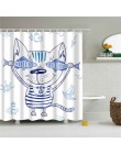 Cortina de ducha de tela de poliéster con impresión de gato de dibujos animados para baño cortinas de pantalla de baño nórdicas 