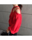 TWOTWINSTYLE fuera del hombro mujer sudadera suelta cuello en V Batwing manga larga a rayas pulóver Casual estilo ropa 2019 otoñ