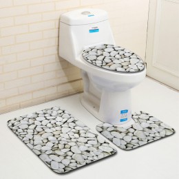 3 uds. Juego de alfombras para baño con impresión de piedra en 3D alfombra de baño antideslizante alfombra de cocina alfombra de