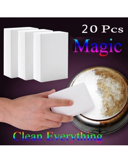 20 piezas 10x6x2cm esponja de melamina limpiador de melamina para Cocina Oficina Limpieza de baño Nano esponjas herramientas