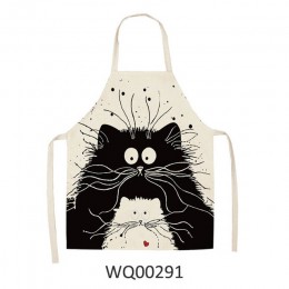 Delantal de cocina de impresión de gato de dibujos animados lindos delantal impermeable de lino de algodón fácil de limpiar herr