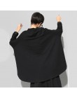 [EAM] 2019 nuevo primavera cuello alto manga larga negro suelto Irregular gran tamaño capa Sudadera Mujer moda marea JI949