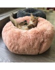 Cama de perro de felpa suave de lujo con forma redonda saco de dormir perrera gato sofá cama para mascotas casa de invierno cama