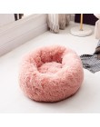 Cama de perro de felpa suave de lujo con forma redonda saco de dormir perrera gato sofá cama para mascotas casa de invierno cama