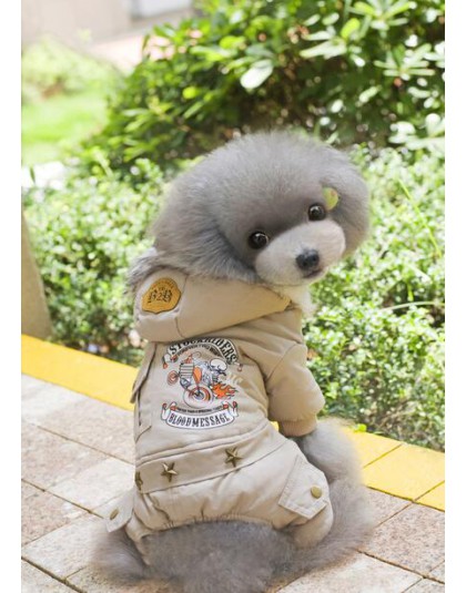 Nuevo estilo de Mascota de perros con capucha de espesor abrigo de invierno de algodón de cuatro patas envío gratis por CPAM rop