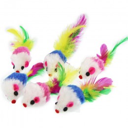 10 unids/lote de colores de lana suave juguetes de ratón falso para pluma de gato divertido jugando al perro mascota gato pequeñ