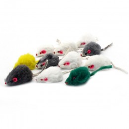 Pawstrip 5 unids/lote juguete de gato falso ratón con sonajero suave piel de conejo Real juguete para gatos de 2 pulgadas