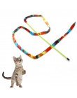 Divertido pluma primavera gatito gato de juguete con plumas bromista de varillas cuenta y campana jugar varita mascota burlón co