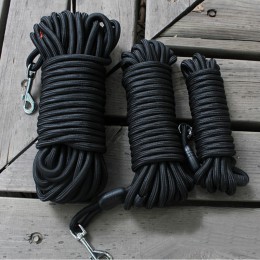 Correa de Nylon negro para perros cuerda redonda de seguimiento al aire libre entrenamiento de mascotas correas de plomo para pe