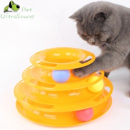 Gato torre de pistas pelota y pista juguete interactivo para gatos, divertido juego de gato de inteligencia Triple disco de jueg