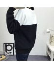 2019 invierno nueva moda negro y blanco hechizo Color Patchwork Hoodies mujeres V patrón pulóver sudadera chándal femenino M-XXL
