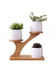 Maceta de plantas suculentas blancas simples, sostenedor de cerámica, búho, calabaza, patrón, maceta, en forma de taza de Bambú