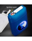 Nuevo encendedor de carga USB y caja de cigarrillos creativo pantalla LED gráfica carga USB a prueba de viento encendedor electr
