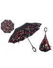 Paraguas reverso plegable Yesello de doble capa invertida a prueba de viento paraguas de lluvia para mujeres