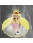 Chubasquero lindo dibujo de pato niños lluvia UFO niños paraguas sombrero manos mágicas tapas gratis niños y niñas poncho resist