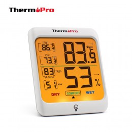 ThermoPro TP53 higrómetro termómetro interior humedad y Monitor de temperatura con retroiluminación de pantalla táctil
