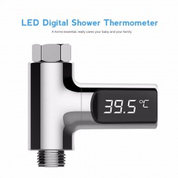 Pantalla LED medidor de temperatura del agua Celsius Monitor termómetro de ducha de electricidad Flujo de rotación de 360 grados