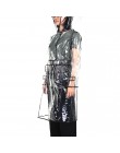 Impermeable transparente de Eva largo impermeable para mujeres chaqueta impermeable cortavientos Poncho de lluvia con cinturón a